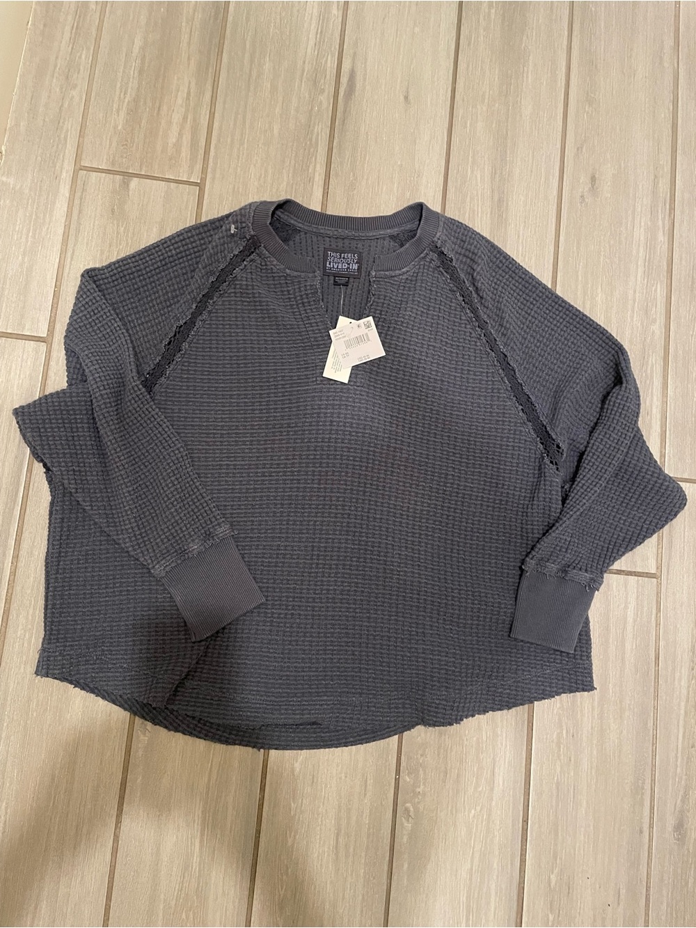 American Eagle Outfitters Waffle Knit Pullover - Charcoal